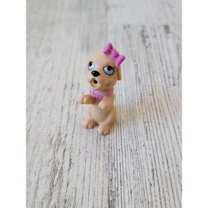 Barbie mini golden retriever puppy bow toy figure pet
